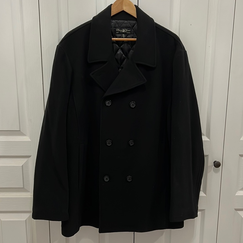Pronto Uomo Brand Black Wool Pea Coat XL